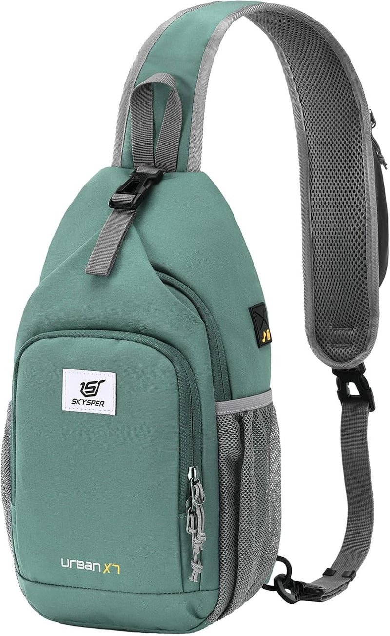SKYSPER Sling Bag RFID Crossbody Sling Backpack Cross Body Shoulder Bag Travel Hiking Daypack for Women Men(Green) - Image 1